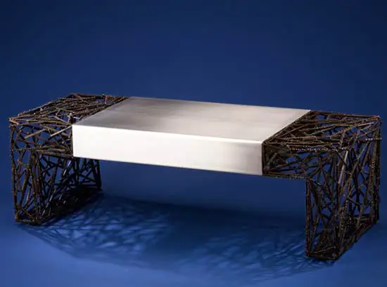 Sofa ze stali nierdzewnej ławeczka